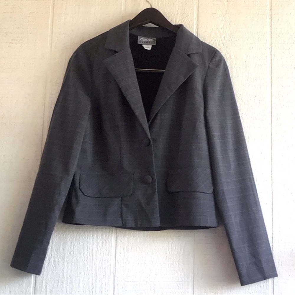 Vintage grey plaid checkered blazer